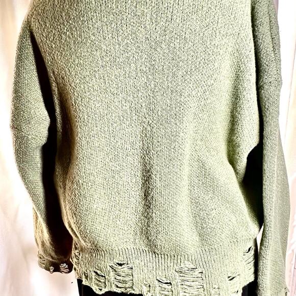 NWT Romwe Distressed Light Green Grunge Rib Cage Sweater XL - Picture 2 of 6